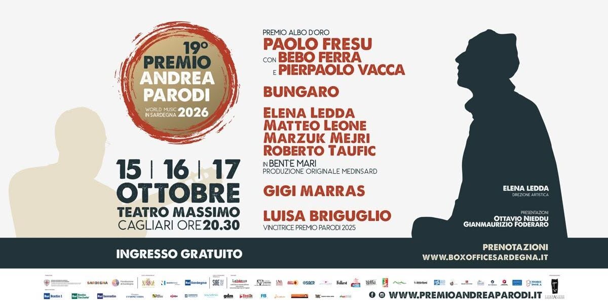 IL PREMIO ANDREA PARODI 2026 A VENT’ANNI DALLA SCOMPARSA DEL GRANDE ARTISTA SARDO